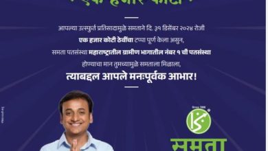 समता १ हजार कोटी रुपयांच्या ठेवींचा उच्चांक गाठत, महाराष्ट्रातील ग्रामीण भागातील सहकारी पतसंस्थांमध्ये अव्वल – संचालक संदीप कोयटे