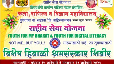 पुणतांबा महाविद्यालयाच्या सात दिवसीय राष्ट्रीय सेवा योजना विशेष श्रमसंस्कार शिबिराचे जळगाव (ता. राहाता) येथे आयोजन!