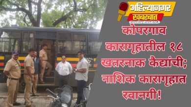 कोपरगाव दुय्यम कारागृहातील १८ कैद्यांची नाशिकला रवानगी