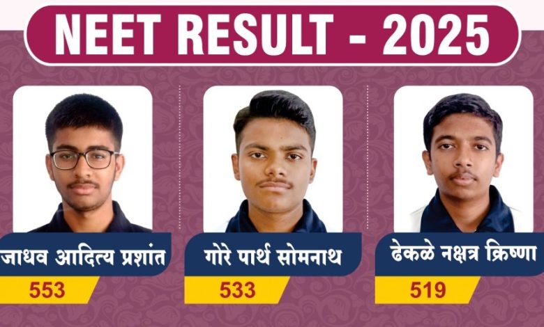 आत्मा मालिकचे नीट परीक्षेत घवघवीत यश कु.खैरनार प्रांजली प्रकाश ५५७ गुणांसह महाविद्यालयात प्रथम